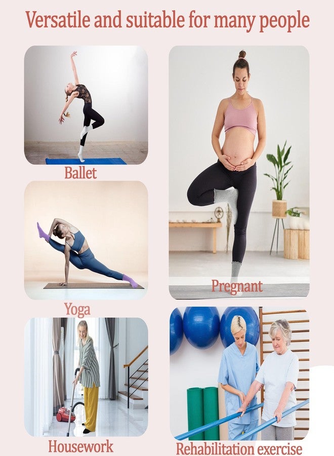 GRPSKCOS Non Slip Yoga Socks 4 Pairs Women Pilates Grip Socks for Yoga Barre Home Workout Hospital Size 5-8(#1 Black+White+Grey+Pink, 5-8) - Image 4